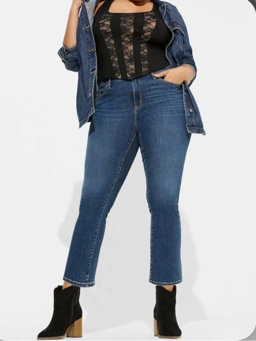 Ponte Square Neck Lace Corset Top